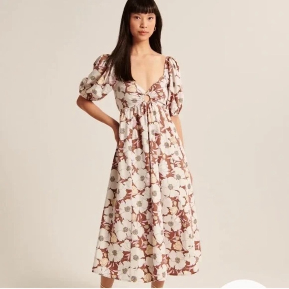Abercrombie and Fitch Puff Sleeve midi dress